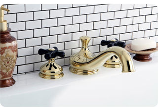 Heritage Onyx Roman Tub Filler w/ Black Porcelain Cross H& le, Oil Rubbed Bronze