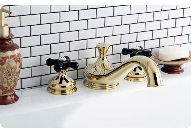 Heritage Onyx Roman Tub Filler w/ Black Porcelain Cross H& le, Oil Rubbed Bronze