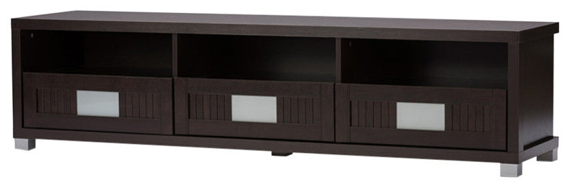 Gerhardine Dark Brown Wood 63" TV Cabinet With 3-drawer