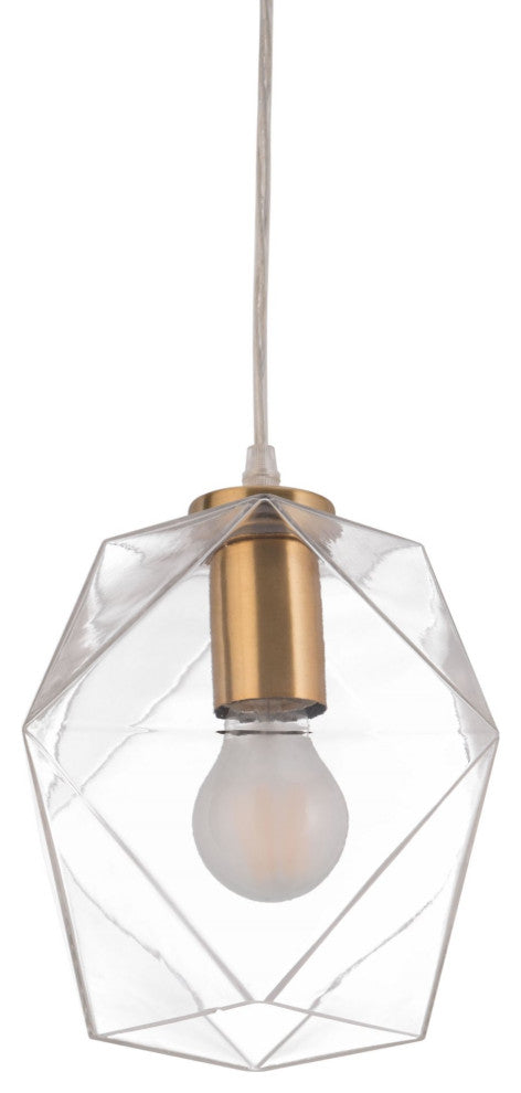 Pendant Ceiling Light Fixture, Glass, Steel Metal, Gold, Clear, Lounge Cafe