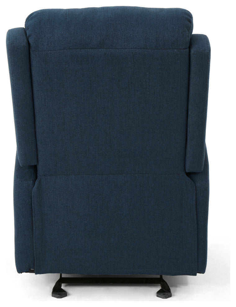 GDF Studio Ava Fabric Rocking Recliner, Navy Blue/Black