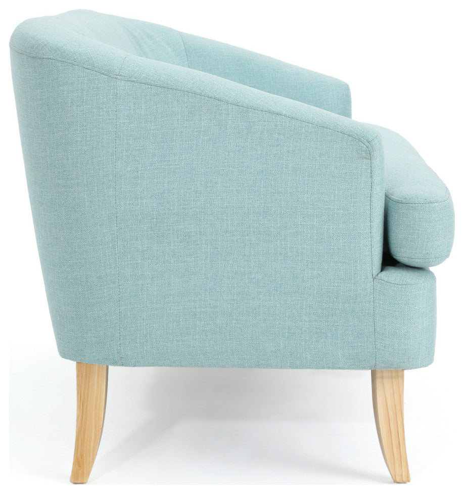 GDF Studio Shelby Mid Century Modern Fabric Loveseat, Light Blue