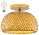 Bamboo Semi Flush Mount Ceiling Lamp, Boho Ceiling Light Fixture