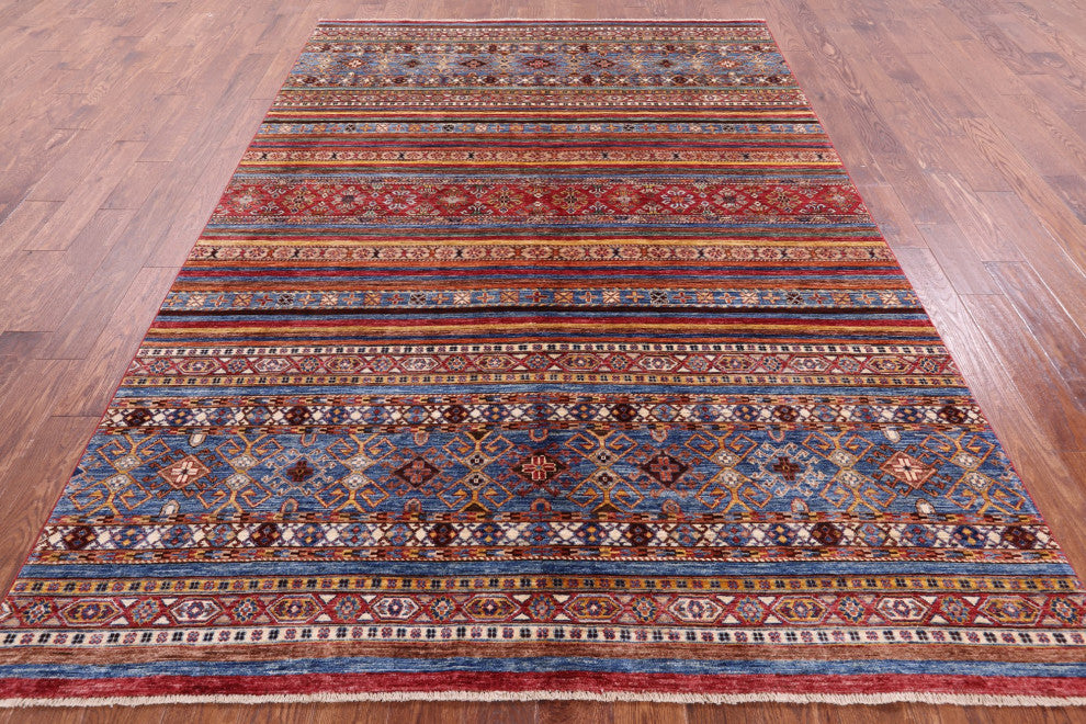 Super Kazak Khorjin Handmade Wool Rug 6' 8" X 9' 9" Q11124