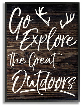 "Go Explore The Great Outdoors Antlers" 11x14, Framed Giclee Texturized Art