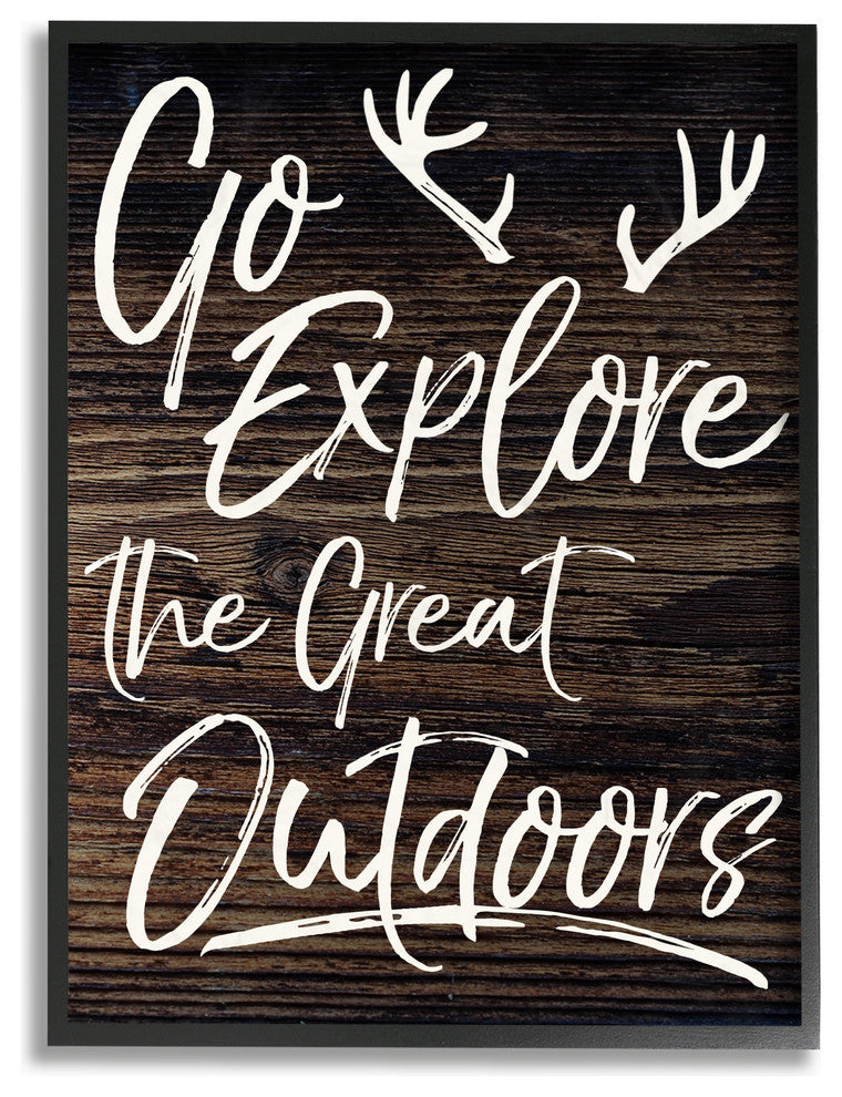 "Go Explore The Great Outdoors Antlers" 11x14, Framed Giclee Texturized Art