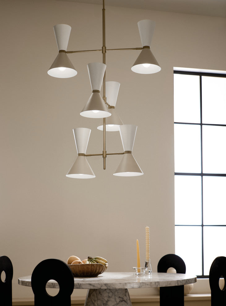 Phix 12 Light Chandelier Foyer, Champagne Bronze and Greige