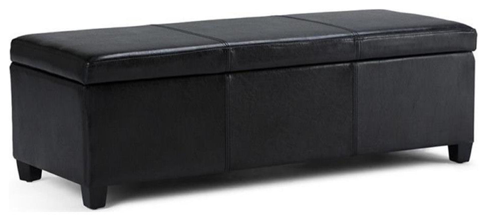 Atlin Designs Faux Leather Storage Bench in Black