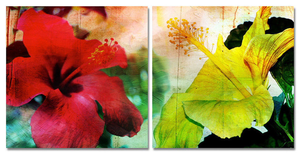 Tropical Hibiscus Canvas Wall Art, 2-Piece Set