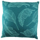 17" Teal Green Tropical Leaf Printed Square Throw Pillow