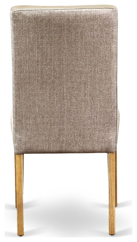 5Pc Square 36" Table, Four Parson Chair, Fabric- Dark Khaki Color