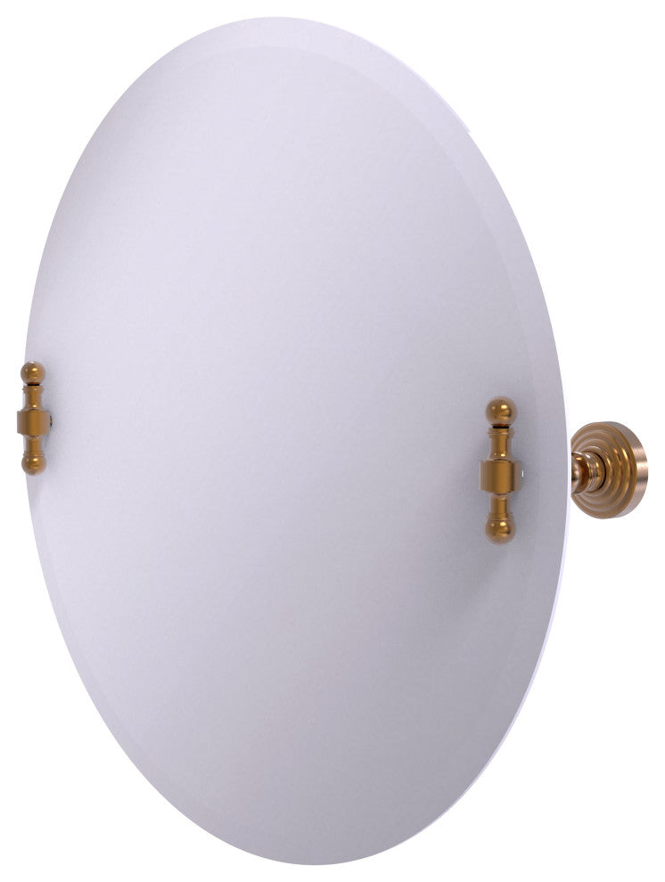 Frameless Round Beveled Edge Tilt Mirror, Brushed Bronze