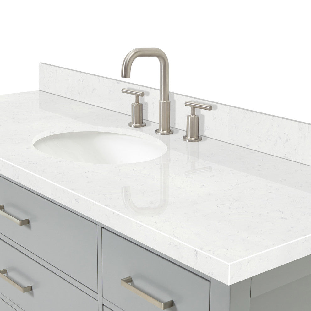 Ariel Bristol 60" Single Oval Sink Bathroom Vanity, Carrara Quartz