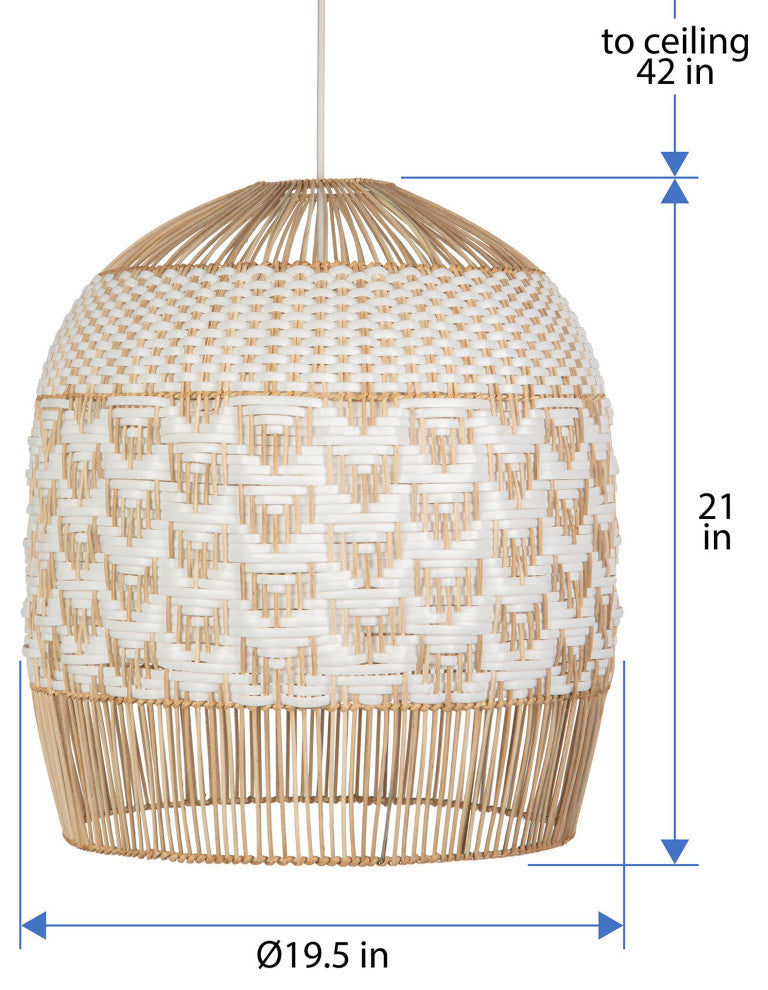 Wicker,  Polyrattan Tulip Chevron Pendant Lamp