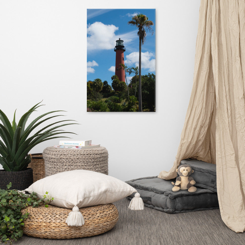 Jupiter Lighthouse Color Coastal Landscape Photo Canvas Wall Art Print, 24" X 36"