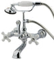Kingston Brass 7" Wall Mount Tub Faucet With Hand Shower, Polished Chrome