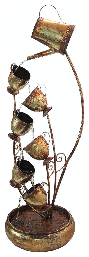 Garden Tea Party Cascading Metal Sculptural Fountain