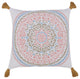 Peach & Blue Machine Woven with Tassels Engels Throw Pillow, 20" x 20"