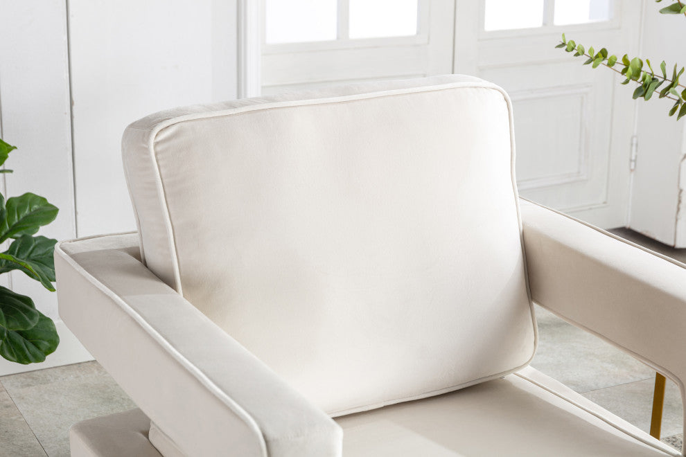 Adadon Velvet Upholstered Armchair - Cream