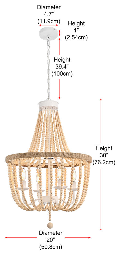 Home Living 20" Beaded Pendant, Beige