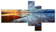 Colorful River Sunset With Log, Seashore Canvas Art Print, 60"x32", 5 panels