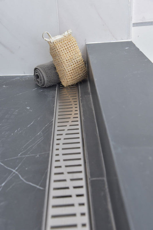 Offset Linear Drain, 40 Inch Side Outlet Linear Drain Complete Set, Wind
