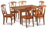 7 Pc Kitchen Nook Dining Set -Small Table And 6 Dining Chairs, Saddle Brown