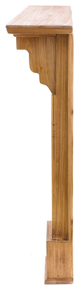 Benzara BM285042 Wall Mount Wood Shelf, Intricate Molded Design Natural Brown
