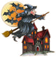 Witch, House, Bats Wooden Door Hanger