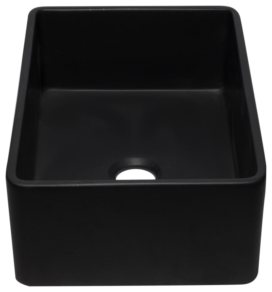 ALFI brand AB3020SB-BM 30 Inch Black Single Fireclay Farmhouse Kitchen Sink