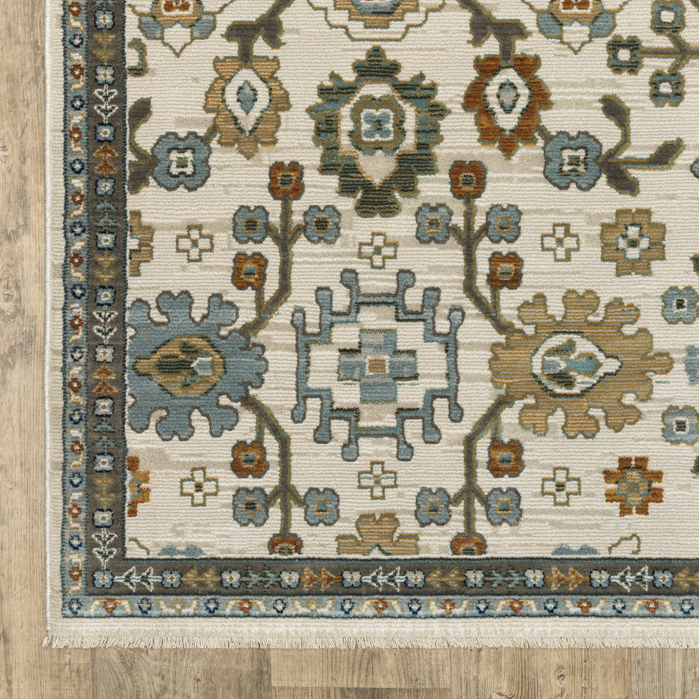 Keller Traditional Floral Ivory/ Multi Area Rug, 2'3" x 7'6"