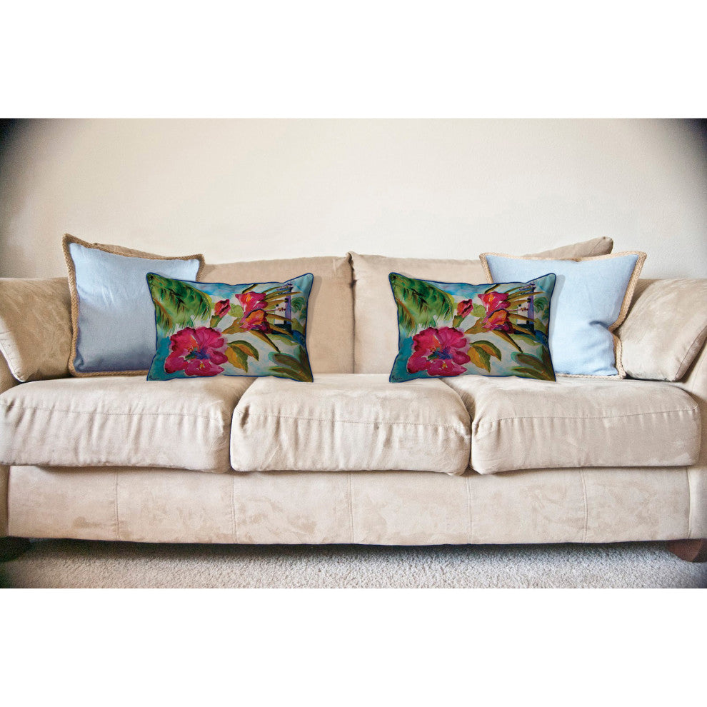 Lighthouse and Florals Large Indoor/Outdoor Pillow 16x20