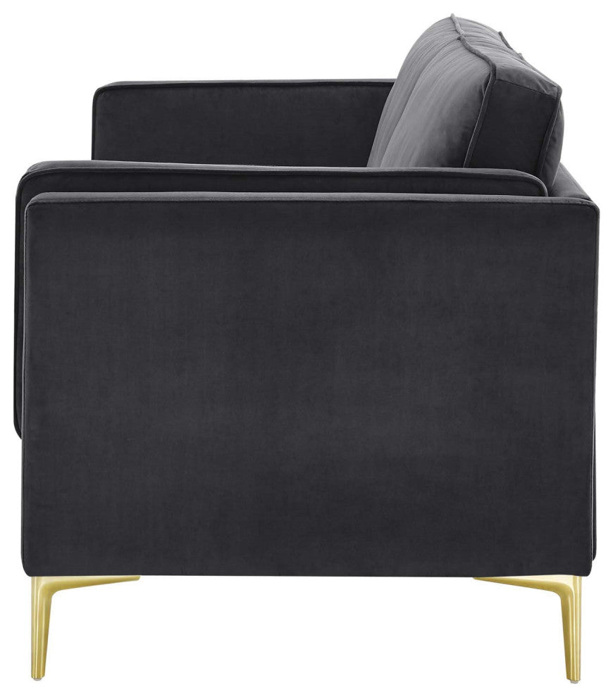Sofa, Velvet, Dark Gray, Modern, Living Lounge Room Hotel Lobby Hospitality