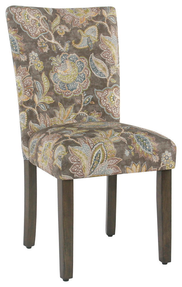 Benzara BM196083 Parsons Chair with Wooden Legs, Multicolor, Set of Two