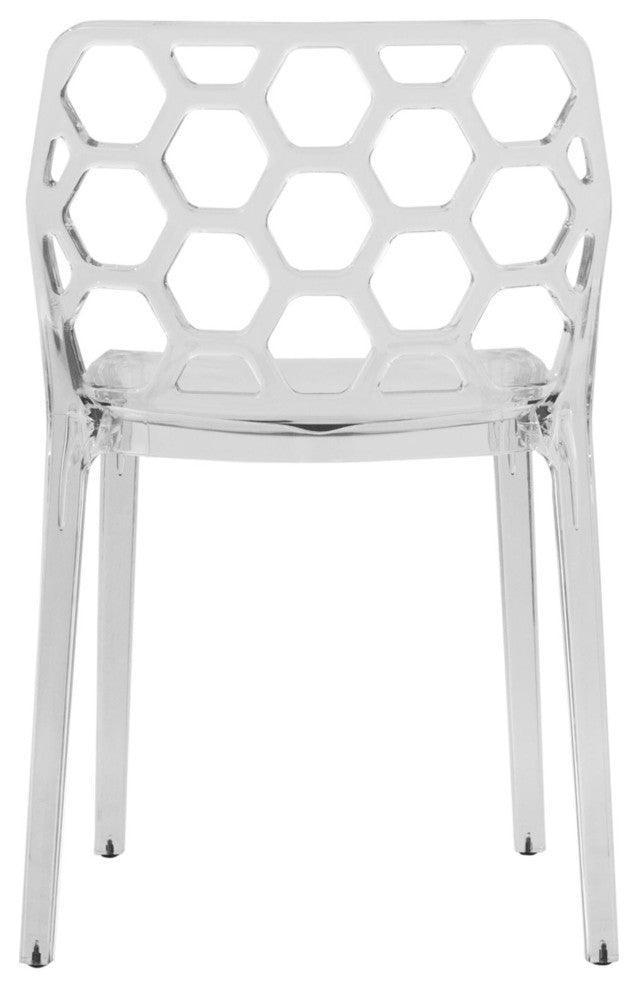 Leisuremod Dynamic HoneyComb Design Dining Chair, Clear