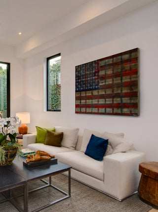 "Striped Flag" Print on Natural Pine Wood, 45"x30"