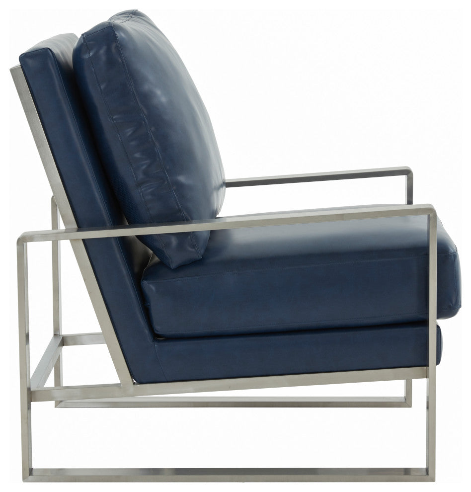 LeisureMod Jefferson 3-Piece Set With Coffee Table and 2 Arm Chairs, Navy Blue