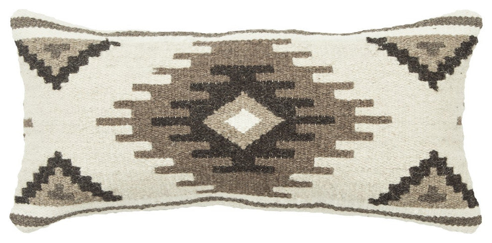 Brown Ivory Tribal Textured Pillow