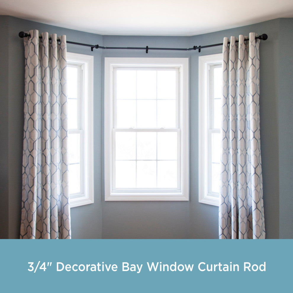 KenneyÂ® Bryce 3/4" Decorative Bay Window Curtain Rod, Black