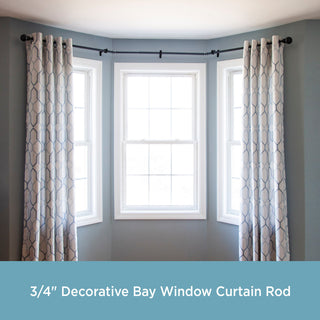 KenneyÂ® Bryce 3/4" Decorative Bay Window Curtain Rod, Black