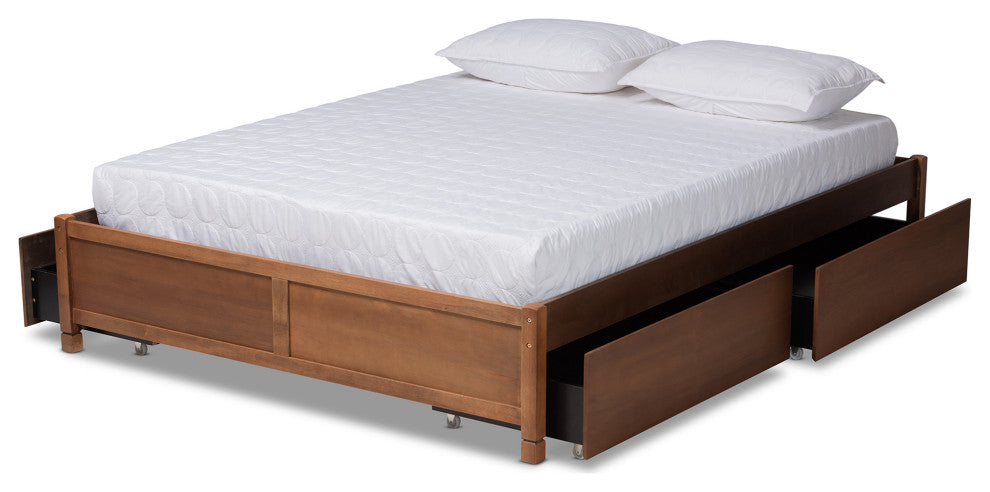 Yara Modern Brown Finished Wood Full Size 4-Drawer Platform Storage Bed Frame