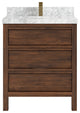 Elizabeth 30 Single Sink Bath Vanity in Dark Walnut Teak 2" Carrara Marble