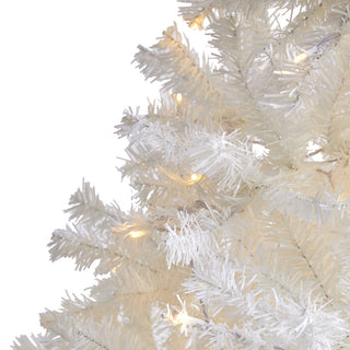 8' White Faux Christmas Tree With 1500 Bendable Branches and 450 LED Lights