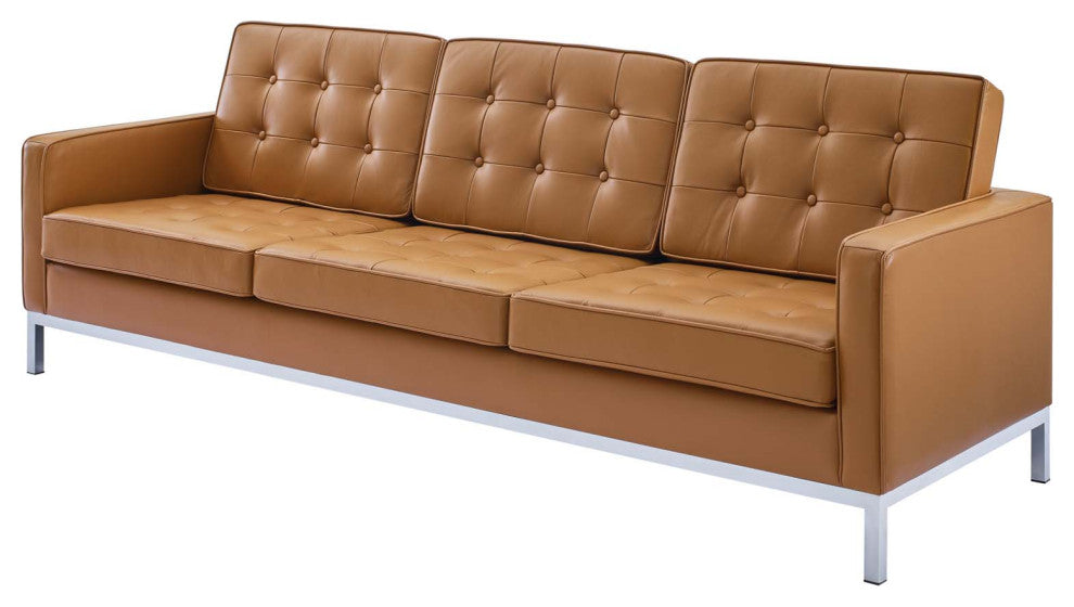 Sofa, Leather, Tan, Modern, Living Lounge Room Hotel Lobby Hospitality