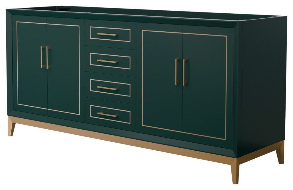 Marlena 72" Green Double Vanity, No Top, No Sink, Bronze Trim