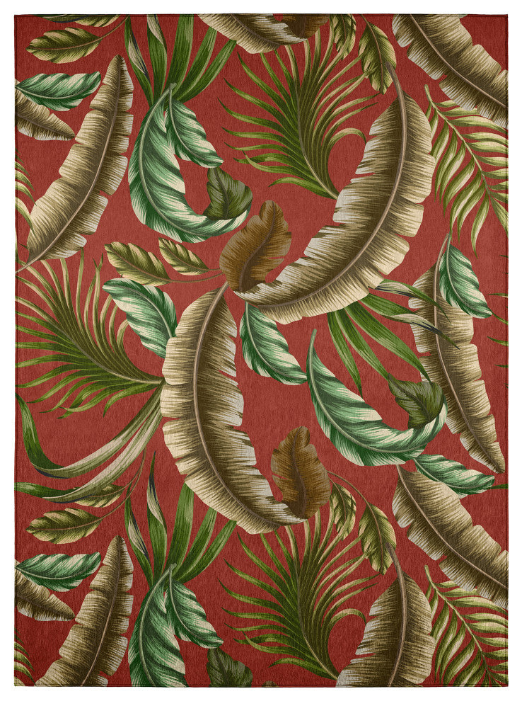 Indoor/Outdoor Tropics TC1 Paprika Machine Washable 8' x 10' Rug