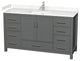 60" Single Bath Vanity Dark Gray, Carrara Cultured Marble Countertop, Sink