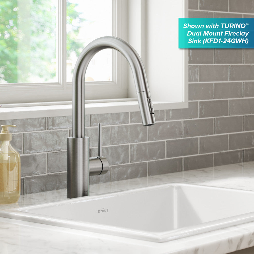 Oletto Pull-Down 1-Hole Kitchen Faucet, Spot Free Stainless Steel