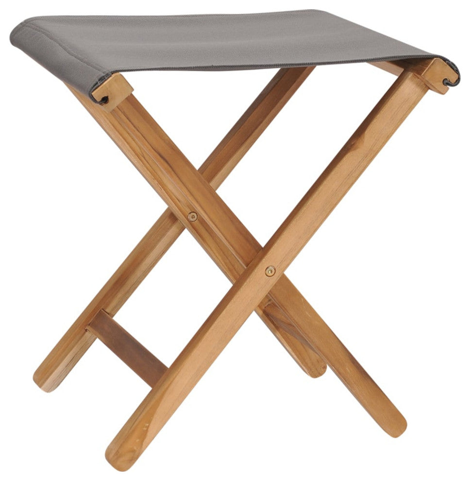 Vidaxl Folding Chairs, Set of 2, Solid Teak Wood/Fabric Dark Gray
