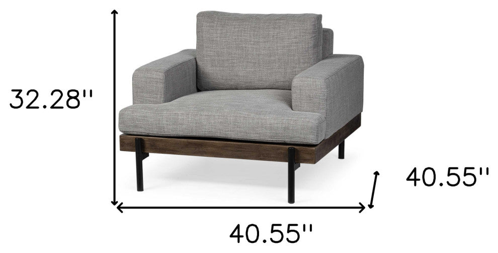 41" Gray and Black Linen Club Chair
